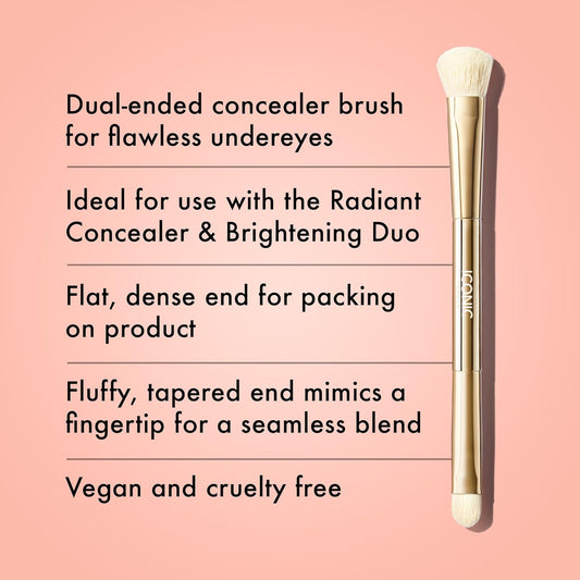 ICONIC LONDON Concealer Duo Brush | Two Sided Makeup Brush, Buff and Blend, Perfect for Liquid and Cream Products, Cruelty Free
