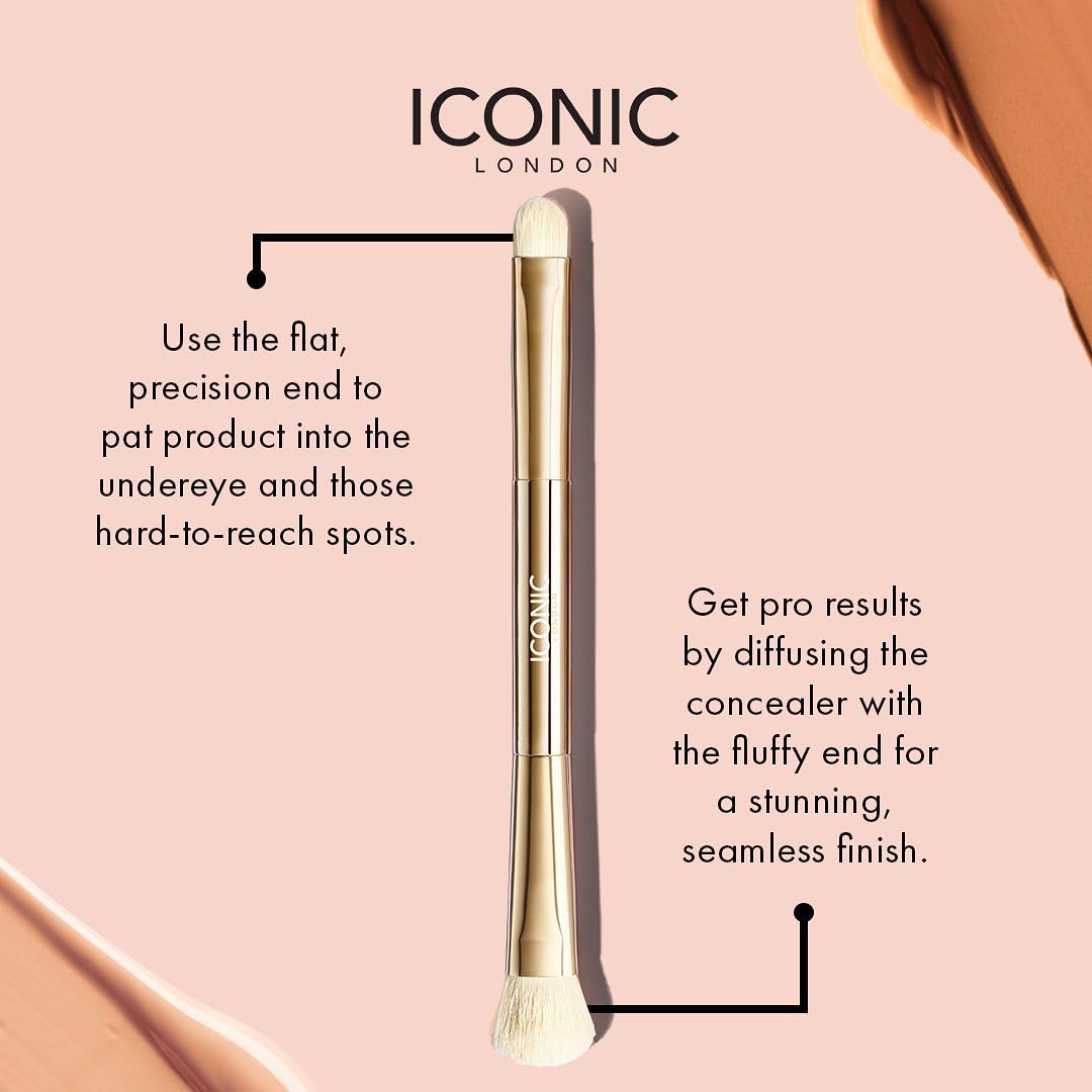 ICONIC LONDON Concealer Duo Brush | Two Sided Makeup Brush, Buff and Blend, Perfect for Liquid and Cream Products, Cruelty Free