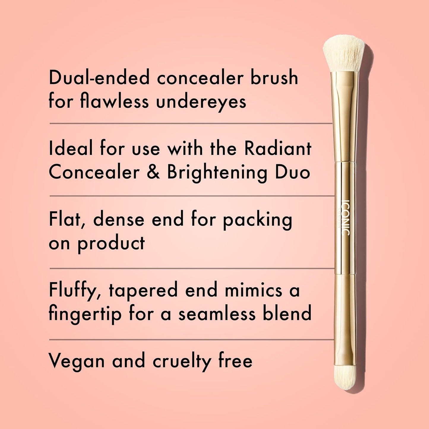 ICONIC LONDON Concealer Duo Brush | Two Sided Makeup Brush, Buff and Blend, Perfect for Liquid and Cream Products, Cruelty Free